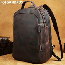 Load image into Gallery viewer, vintage business backpack genuine leather school book bag