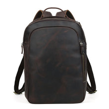 Load image into Gallery viewer, vintage business backpack genuine leather school book bag
