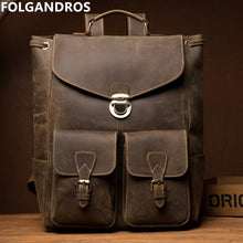 Load image into Gallery viewer, Vintage Top Genuine Leather Rucksack Brand Overnight Weekender Daypack Bag