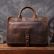 Load image into Gallery viewer, Vintage Briefcases Genuine Leather Business Document Computer Briefcase Large Capacity Full Grain Leather Shoulder Bag