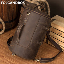 Load image into Gallery viewer, Vintage Backpack Men Cow Leather Handmade High Quality Duffle College Student Shoulder Bags