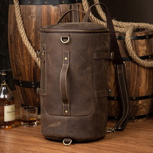 Vintage Backpack Men Cow Leather Handmade High Quality Duffle College Student Shoulder Bags