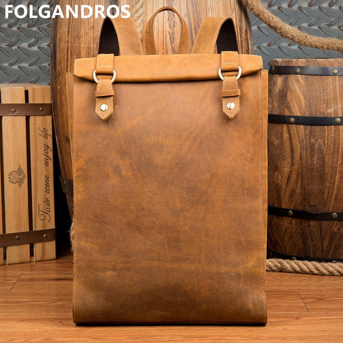 Vintage Genuine Leather Schoolbag Bolsa