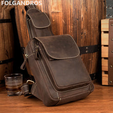 Load image into Gallery viewer, Vintage Chest Pack Retro Genuine Leather Sling Zipper Shoulder Messenger Bag