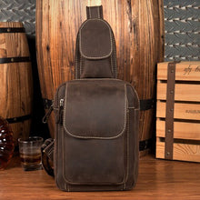 Load image into Gallery viewer, Vintage Chest Pack Retro Genuine Leather Sling Zipper Shoulder Messenger Bag